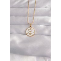 316L Çelik Gold Renk Beyaz Mineli Karışık Figürlü Tarot Kolye TJ-BKO9041