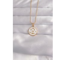316L Çelik Gold Renk Beyaz Mineli Karışık Figürlü Tarot Kolye - TJ-BKO9041