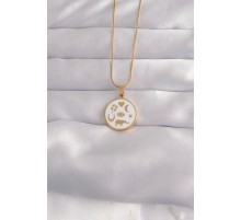 316L Çelik Gold Renk Beyaz Mineli Karışık Figürlü Tarot Kolye - TJ-BKO9041