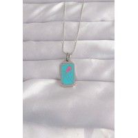 316L Çelik Gümüş Renk Mavi Mineli Tarot Kolye TJ-BKO9046