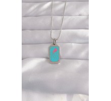 316L Çelik Gümüş Renk Mavi Mineli Tarot Kolye - TJ-BKO9046