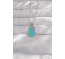 316L Çelik Gümüş Renk Mavi Mineli Tarot Kolye - TJ-BKO9046