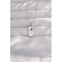 316L Çelik Gümüş Renk Beyaz Mineli Tarot Kolye TJ-BKO9048