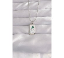 316L Çelik Gümüş Renk Beyaz Mineli Tarot Kolye - TJ-BKO9048