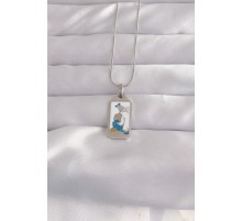 316L Çelik Gümüş Renk Beyaz Mineli Kız Figür Tarot Kolye - TJ-BKO9049