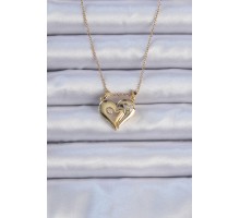 316L Çelik Zincir Altın Renk Zirkon Taşlı Mıknatıslı Kalp Kolye - TJ-BKO9081