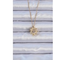 316L Çelik Zincir Altın Renk Zirkon Taşlı Parlayan Yıldız Kolye - TJ-BKO9083