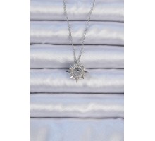 316L Çelik Zincir Gümüş Renk Zirkon Taşlı Parlayan Yıldız Kolye - TJ-BKO9084