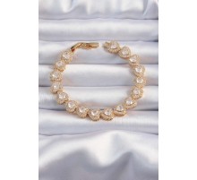Pirinç Vip Seri Gold Renk Zirkon Taşlı Kalp Model Bileklik - TJ-BB6316