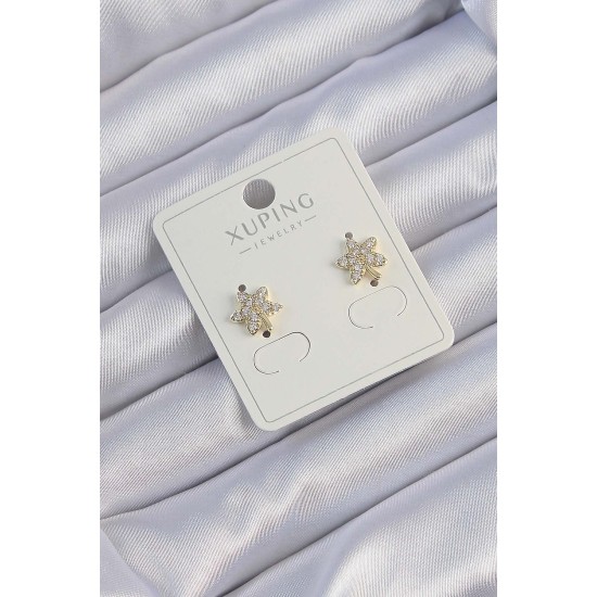 Xuping Gold Renk Zirkon Taşlı Yaprak Küpe - TJ-BKP9380