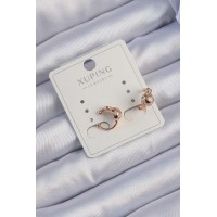 Xuping Rose Renk Zirkon Taşlı Bombeli Topçuk Earcuff Küpe TJ-BKP9422