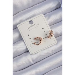 Xuping Rose Renk Zirkon Taşlı Bombeli Topçuk Earcuff Küpe TJ-BKP9422