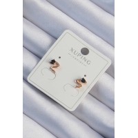 Xuping Rose Renk Siyah Zirkon Taşlı Kıvrımlı Küpe TJ-BKP9443