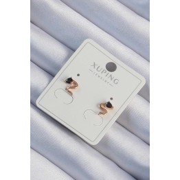 Xuping Rose Renk Siyah Zirkon Taşlı Kıvrımlı Küpe TJ-BKP9443