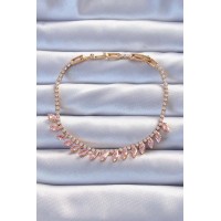 Pirinç Vip Seri Altın Renk Pembe Zirkon Taşlı Bileklik - TJ-BB6325