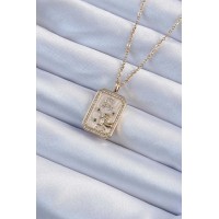 316L Çelik Zincir Renk Zirkon Taşlı Aslan Figürlü Tarot Kolye TJ-BKO9225
