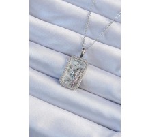 316L Çelik Zincir Gümüş Renk Zirkon Taşlı Yüz Figürlü Tarot Kolye - TJ-BKO9240