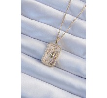 316L Çelik Zincir Altın Renk Zirkon Taşlı Yüz Figürlü Tarot Kolye - TJ-BKO9241