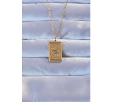 316L Altın Renk İşlemeli Nazarlı Göz Model Vintage Kolye - TJ-BKO9269