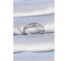 Pirinç Gümüş Renk Zirkon Taşlı Kalp Model Kadın Yüzük - TJ-BYK3303