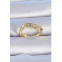 Pirinç Gold Renk Zirkon Taşlı Kadın Yüzük - TJ-BYK3308