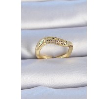 Pirinç Gold Renk Zirkon Taşlı Kadın Yüzük - TJ-BYK3308