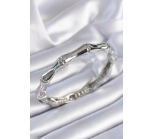 Pirinç Gümüş Renk Bambu Model Kadın Bileklik - TJ-BB6412