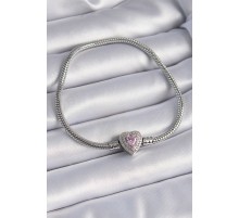 316L Çelik Zincir Zirkon Taşlı Kalp Figür Charm Model Kadın Bileklik - TJ-BB6417