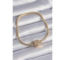316L Çelik Zincir Gold Renk Zirkon Taşlı Charm Model Kadın Bileklik - TJ-BB6423