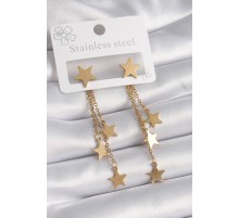 316L Çelik Gold Renk Yıldız Model Çoklu Sallantı Yıldız Kadın Küpe - TJ-BKP9586