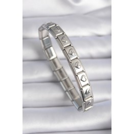 316L Çelik Gümüş Renk Kalp İşleme Nomination Charm Bileklik TJ-BB6461