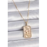 316L Çelik Gold Renk Zincir Oğlak Burcu Zirkon Taşlı Kadın Kolye TJ-BKO9459