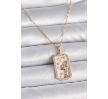 316L Çelik Gold Renk Zincir Başak Burcu Zirkon Taşlı Kadın Kolye - TJ-BKO9461