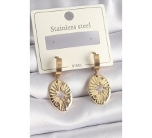 316L Çelik Gold Renk Kutup Yıldız İşleme Kadın Küpe - TJ-BKP9696