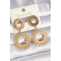 316L Çelik Gold Renk Güneş Model Kadın Küpe TJ-BKP9712