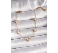 316L Çelik Gold Renk Beyaz Baby Boy Yonca Model Kadın Bileklik - TJ-BB6476