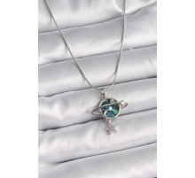 316L Çelik Gümüş Renk Zincir Zirkon Taşlı Gezegen Model Kadın Kolye - TJ-BKO9478