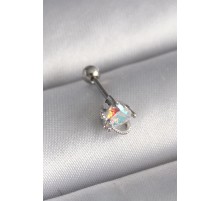 316L Çelik Gümüş Renk Zirkon Taşlı Kalp Tragus Piercing - TJ-PR1243