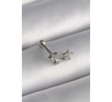 316L Çelik Gümüş Renk Zirkon Taşlı Yıldız Tragus Piercing - TJ-PR1245