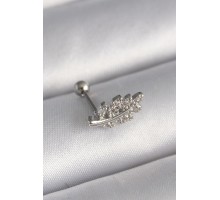 316L Çelik Gümüş Renk Zirkon Taşlı Dal Tragus Piercing - TJ-PR1259