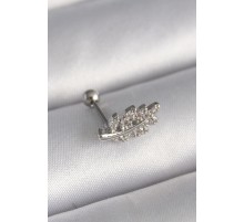 316L Çelik Gümüş Renk Zirkon Taşlı Dal Tragus Piercing - TJ-PR1259