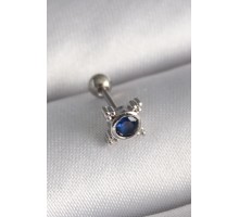 316L Çelik Gümüş Renk Mavi Zirkon Taşlı Tragus Piercing - TJ-PR1271