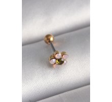 316L Çelik Gold Renk Zirkon Taşlı Çiçek Tragus Piercing - TJ-PR1276