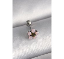 316L Çelik Gümüş Renk Zirkon Taşlı Çiçek Tragus Piercing - TJ-PR1277