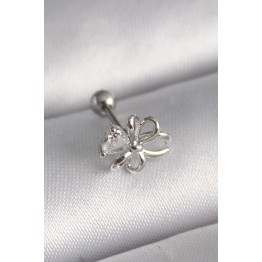 316L Çelik Gümüş Renk Zirkon Taş Detay Kurdele Model Tragus Piercing TJ-PR1289