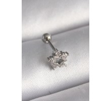 316L Çelik Gümüş Renk Zirkon Taşlı Yıldız Model Tragus Piercing - TJ-PR1297