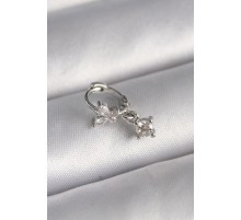 316L Çelik Gümüş Renk Zirkon Taşlı Kelebek Model Sallantı Detay Tragus Piercing - TJ-PR1299