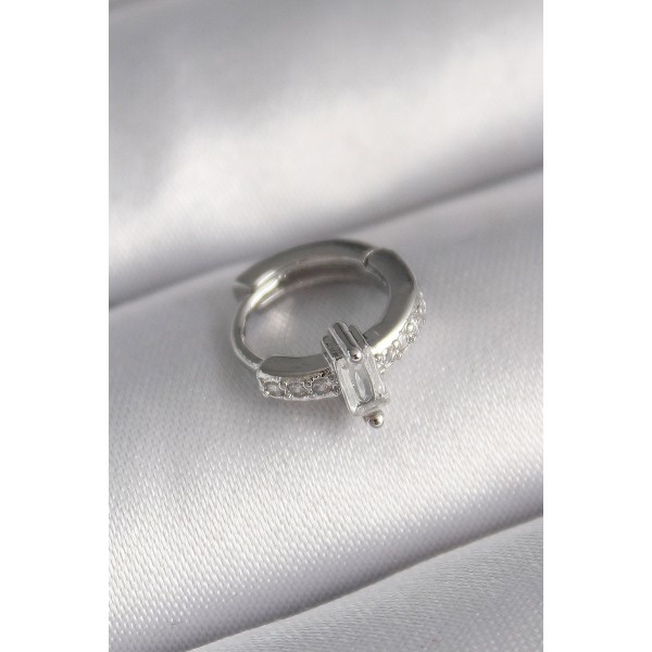 316L Çelik Gümüş Renk Zirkon Taşlı Tragus Piercing - TJ-PR1307