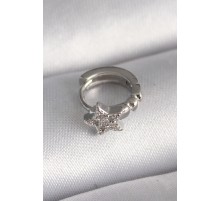 316L Çelik Gümüş Renk Zirkon Taşlı Yıldız Model Tragus Piercing - TJ-PR1333