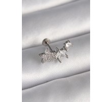 316L Çelik Gümüş Renk Zirkon Taşlı Yıldız Model Tragus Piercing - TJ-PR1339